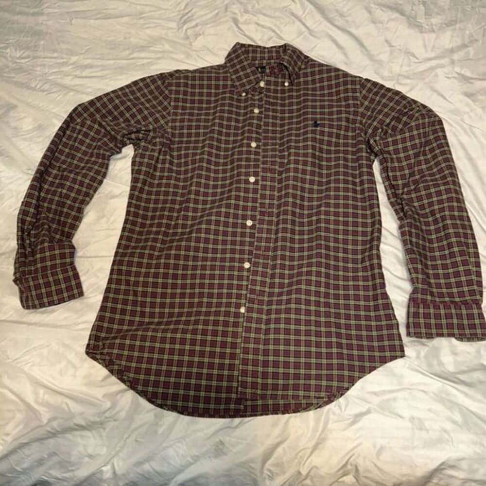 Ralph Lauren Shirt Men Small Red Blue Plaid Flannel Button Down Pony Preppy